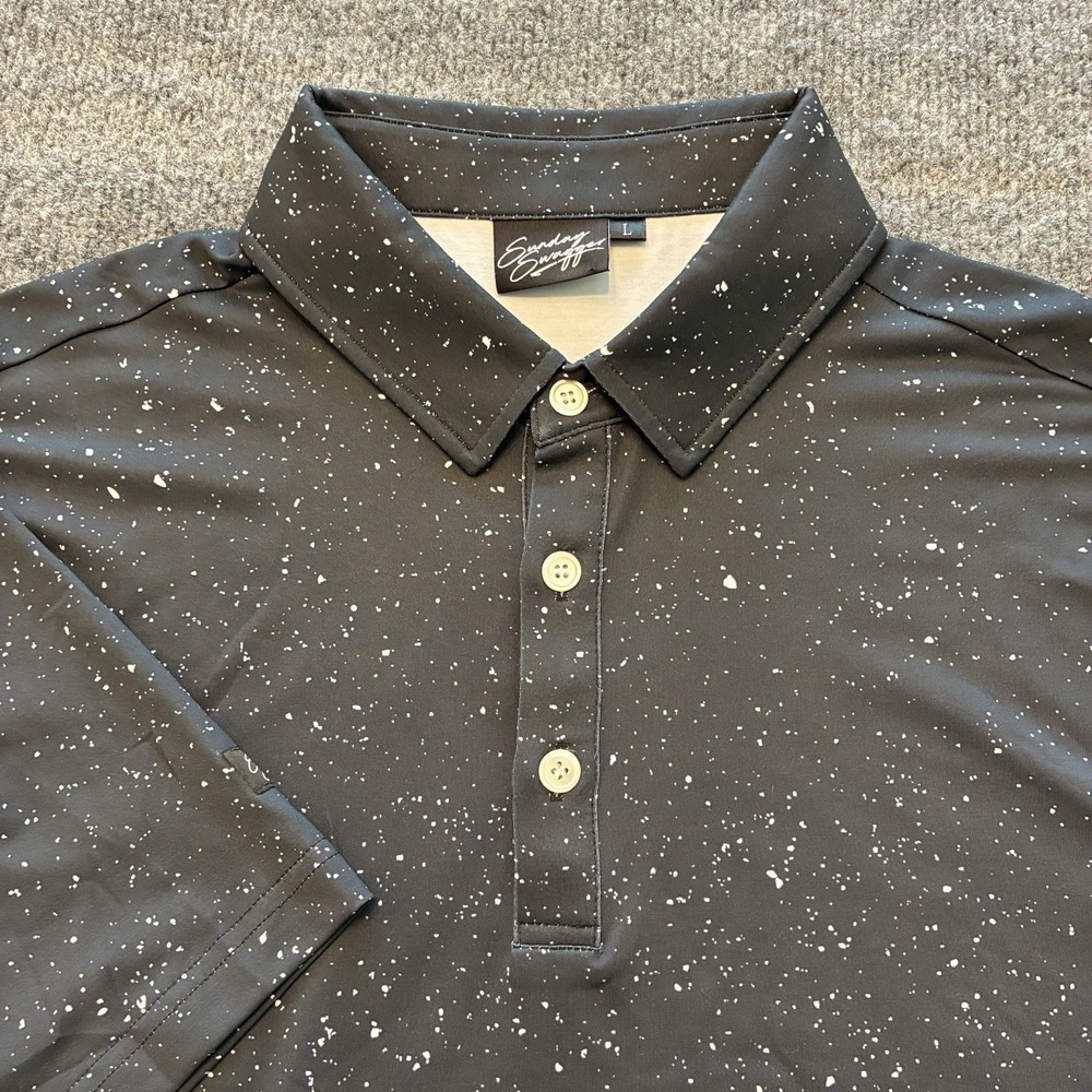 Sunday Swagger Dusk Splatter Print Golf Polo Shirt Mens Large Performance Fit